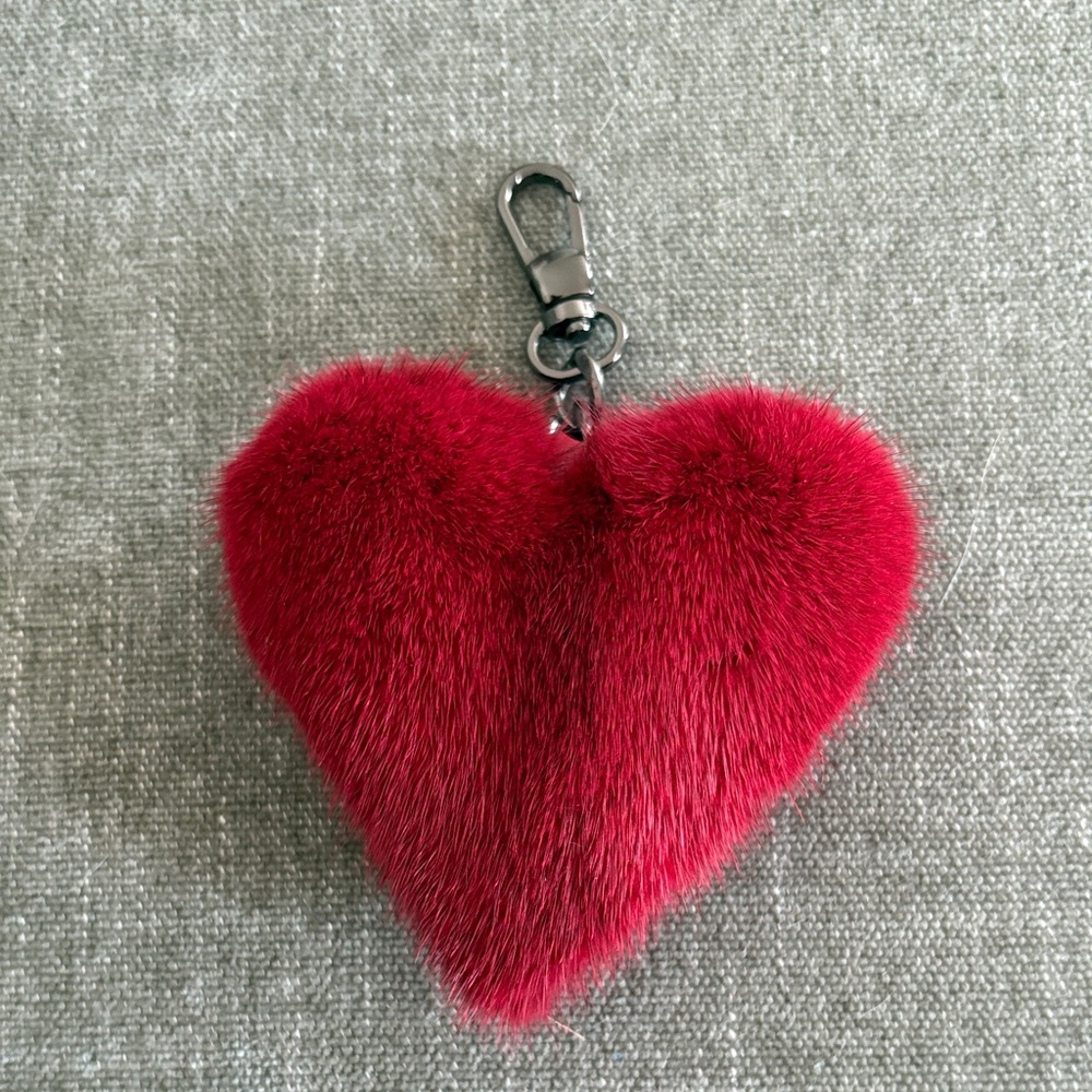 Mink Red Heart-Shaped  Fur Keychain
